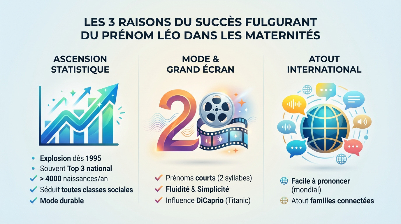 Graphique montrant l'évolution de la popularité du prénom Léo