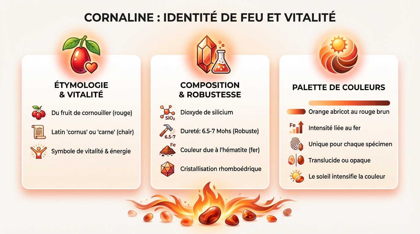 Cornaline brute et polie aux nuances rouge orangé intenses