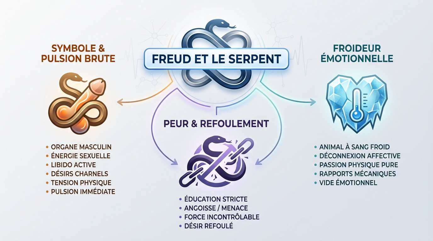 Interprétation freudienne du serpent en rêve : symbole de la libido et des pulsions