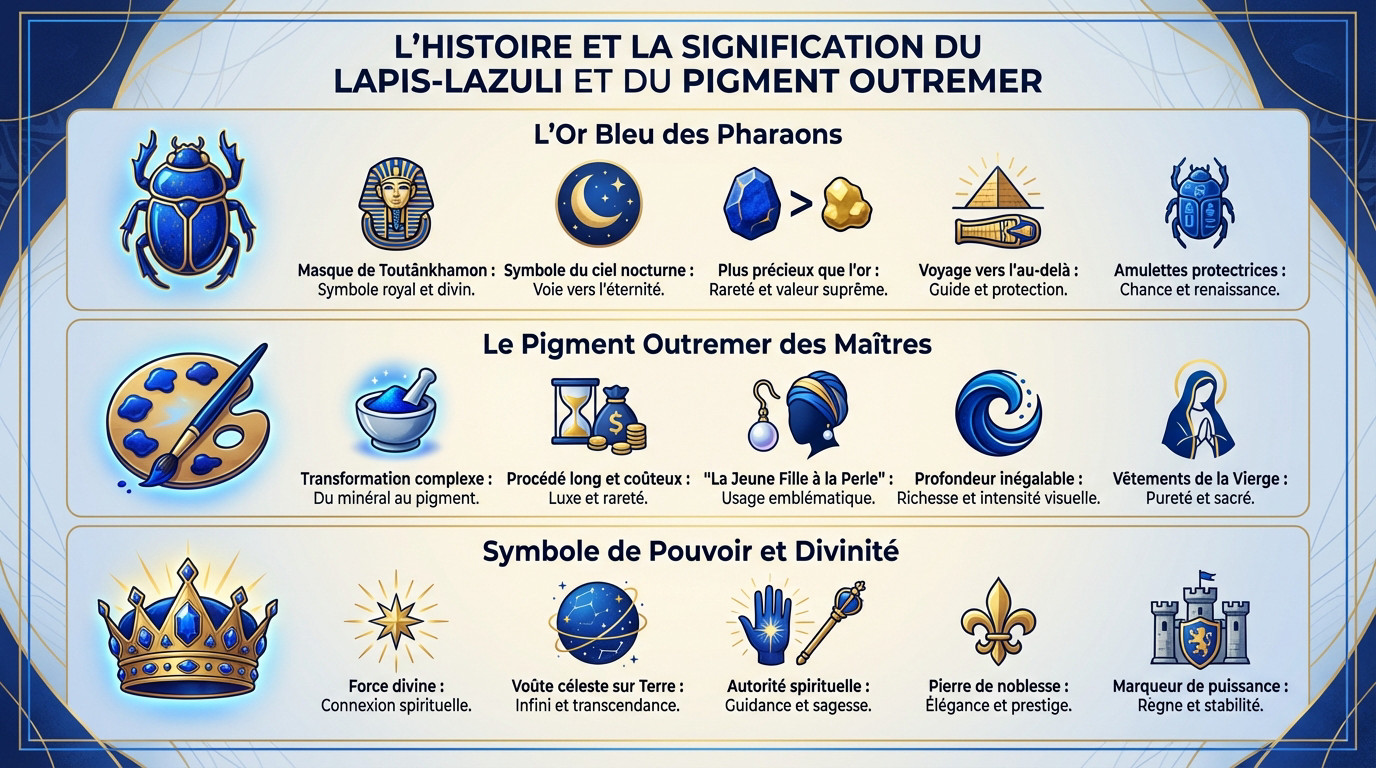 Lapis lazuli brut et pigment bleu outremer utilisé dans l'art
