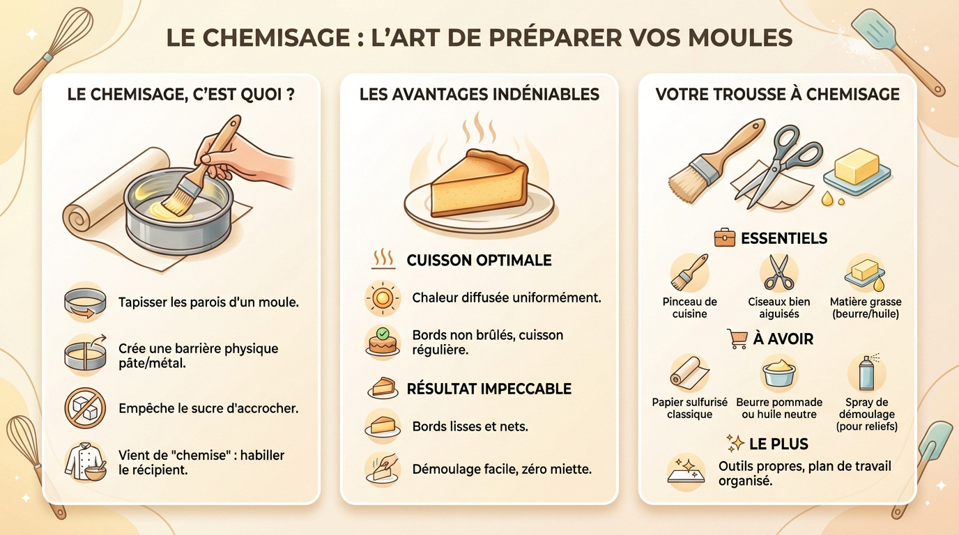 Technique de chemisage d'un moule avec du papier sulfurisé