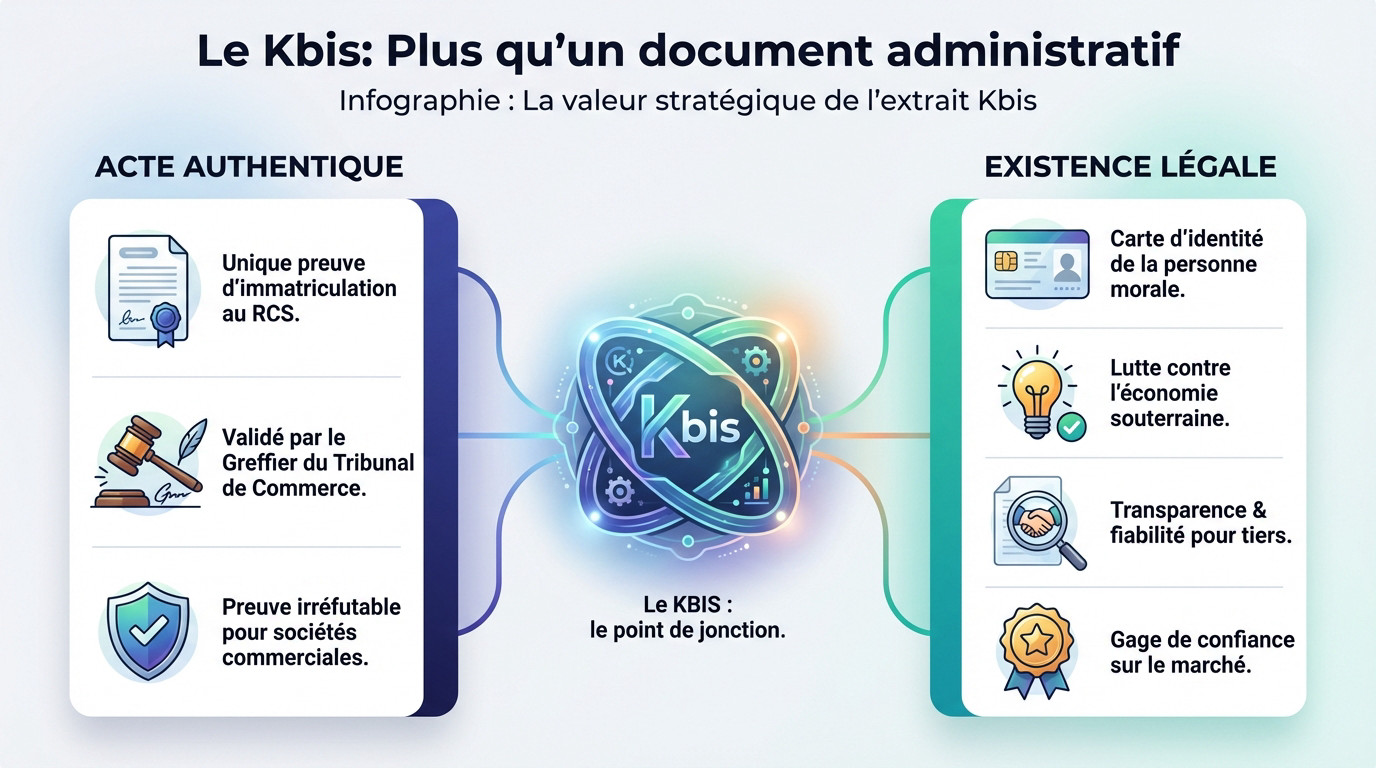 Extrait Kbis document officiel et greffier du tribunal de commerce