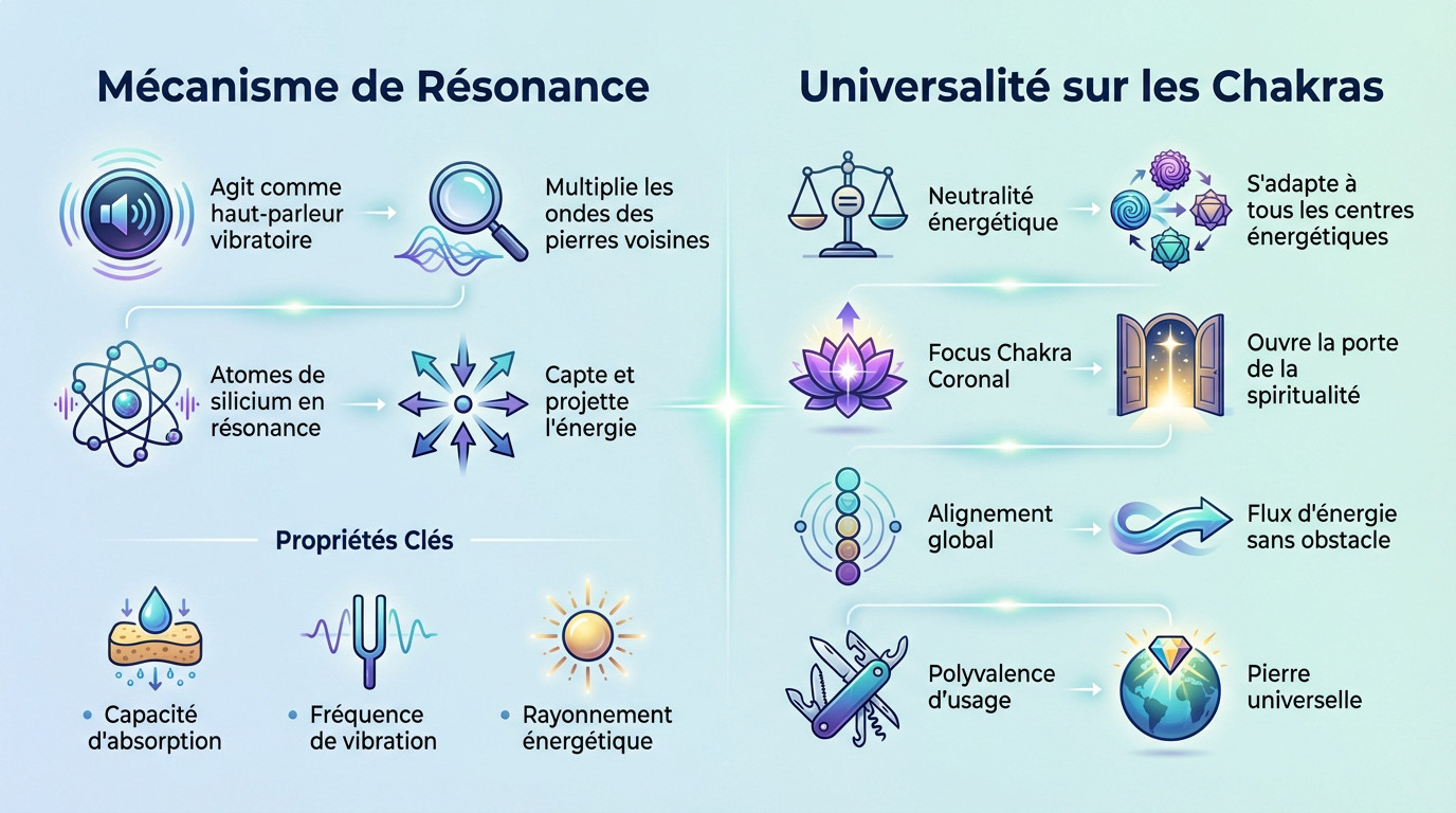 Cristal de roche brut agissant comme amplificateur énergétique pour d'autres pierres
