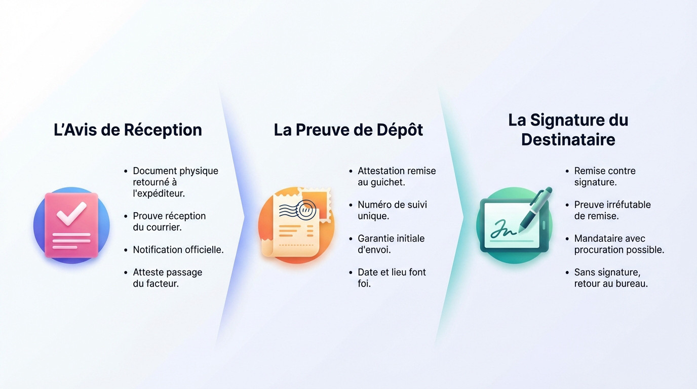 Exemple d'avis de réception signé prouvant la remise du courrier recommandé