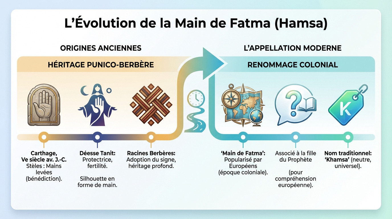 Stèle carthaginoise montrant le symbole de Tanit préfigurant la main de Fatma