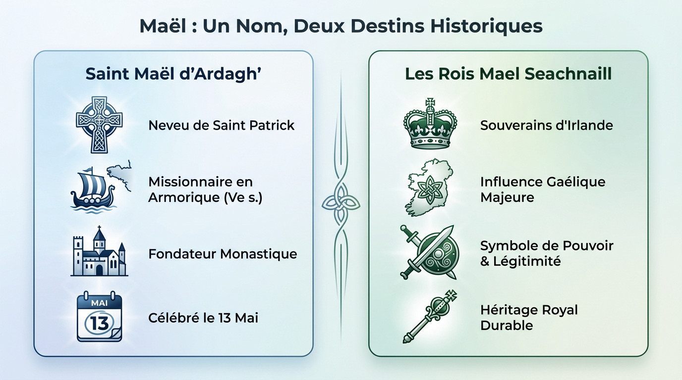 Illustration historique représentant Saint Maël et l'héritage des rois d'Irlande