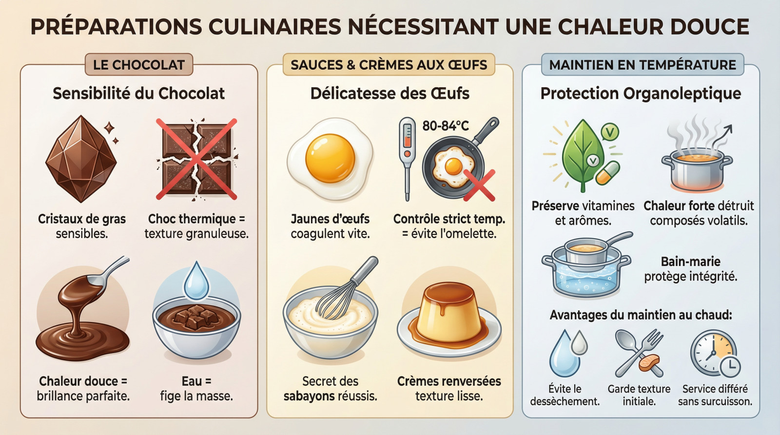 Technique de cuisson douce au bain-marie pour faire fondre du chocolat sans le brûler